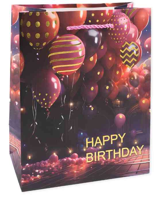 Пакет бумажный L 26х32см Фееричный день рождения Дизайн №4