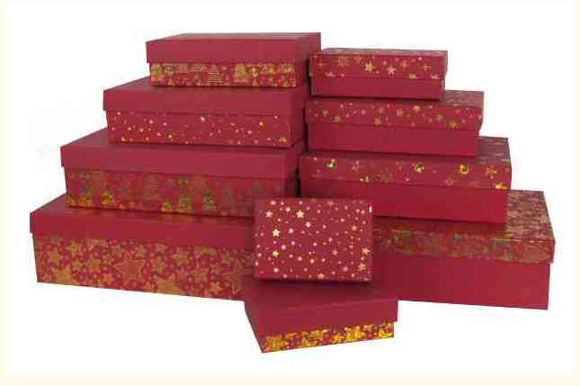 НГ Коробка прямоугольник 22х16х6см Новогодний КрасныйЗолото Металлик