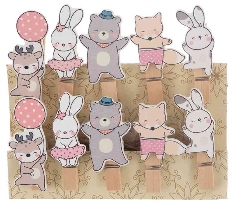 Прищепки декоративные Веселые зверята (уп10) ВВ