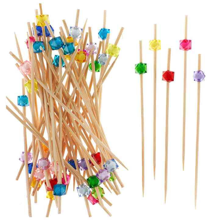 Пики для канапе дерево Кристаллы-кубики Ассорти 12см (уп50) ВВ