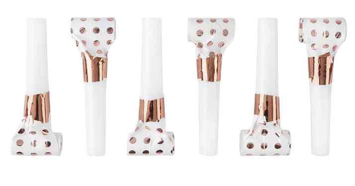 Язык-гудок Горошек Белый Розовое золото (уп6) ВВ