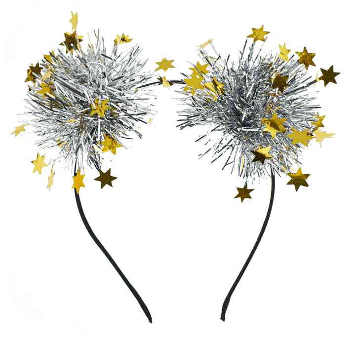 Ободок Шарики из дождика Серебро Золото ВВ