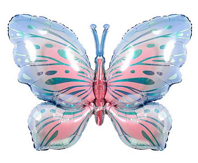Шар фольга фигура Воздушная бабочка Голубой Розовый 40" 102см FL (упак)
