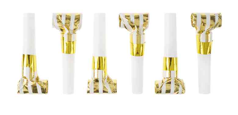 Язык-гудок Полосы Белый Золото Металлик (уп6) ВВ