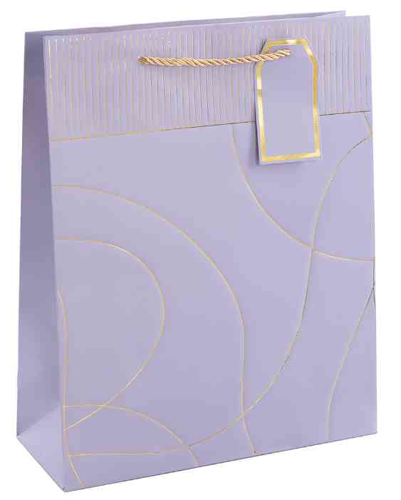 Пакет бумажный M 18х23см Тонкие линии Дизайн №2 Сиреневый Металлик