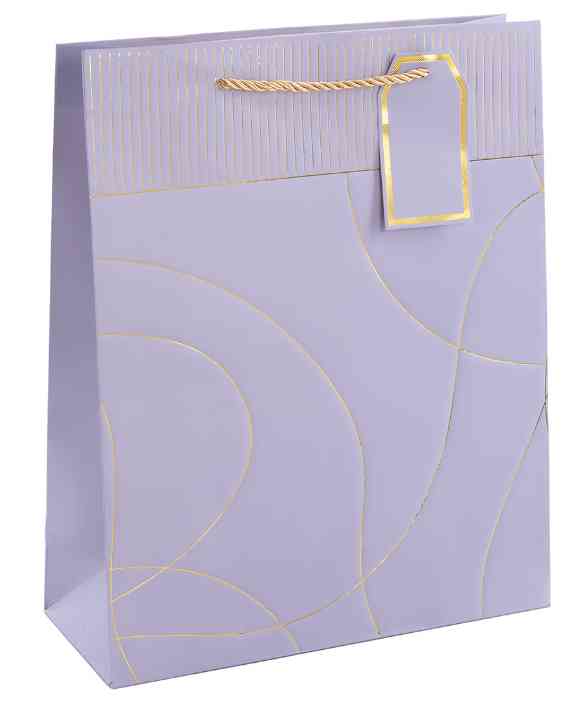 Пакет бумажный XL 31х41см Тонкие линии Дизайн №2 Сиреневый Металлик