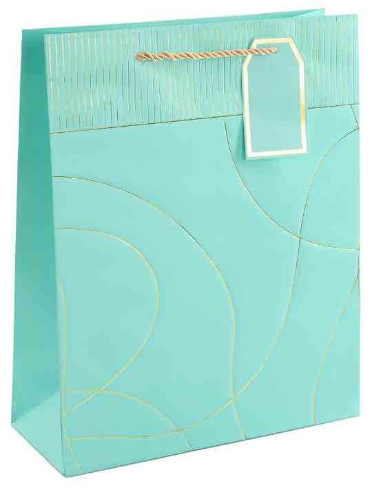Пакет бумажный XL 31х41см Тонкие линии Дизайн №4 Бирюзовый Металлик
