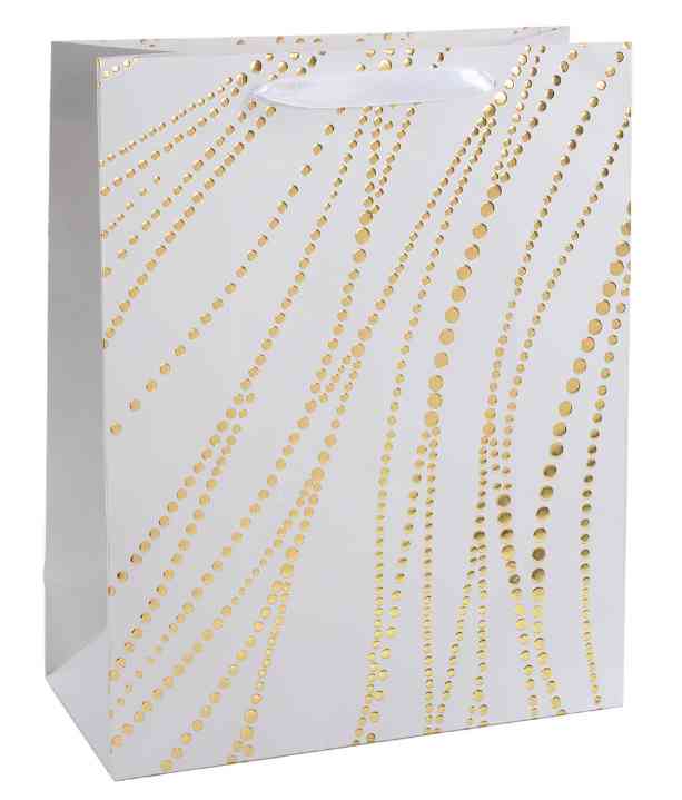 Пакет бумажный MS 14х15см Золотые нити Дизайн №2 Белый Металлик