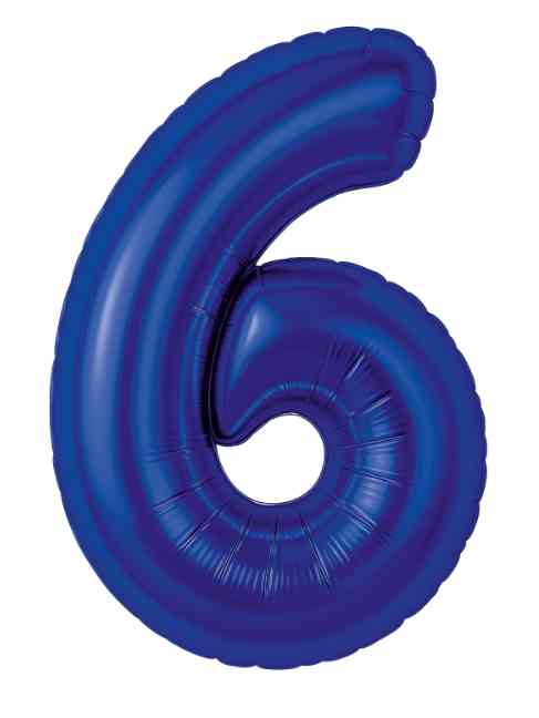 Шар фольга Цифра 40"AG Slim Полуночно-синий "6" (упак)