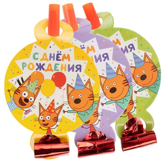 Язык-гудок Три Кота Играем вместе Желтый ДБ (уп6)