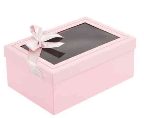 Коробка Прямоугольник 21х14х8см Розовый С окном ВС