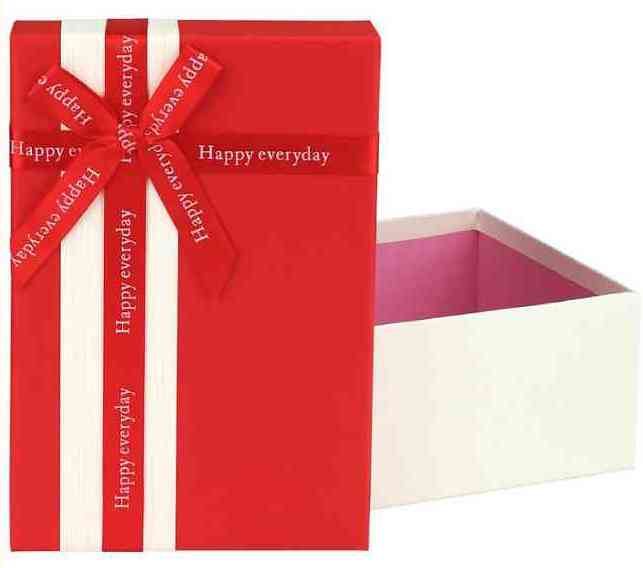 Коробка Прямоугольник 21х14х8см Красно-белая С бантом Миленд