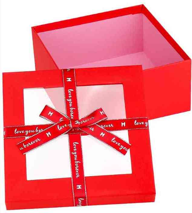 Коробка Квадрат 19х19х9см Красная С бантом Миленд