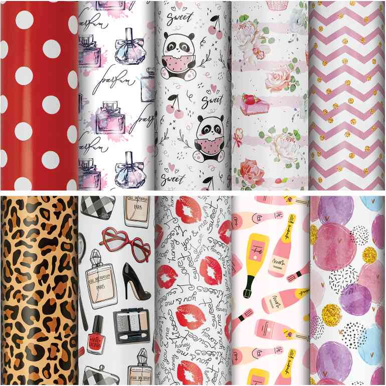 Бумага лист 70x100см мелованная 10 дизайнов ассорти ЗОЛОТАЯ СКАЗКА