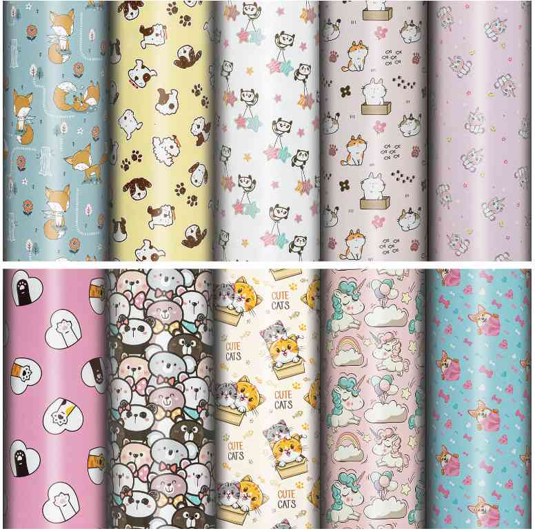 Бумага лист 70x100см мелованная 10 дизайнов ассорти ЗОЛОТАЯ СКАЗКА