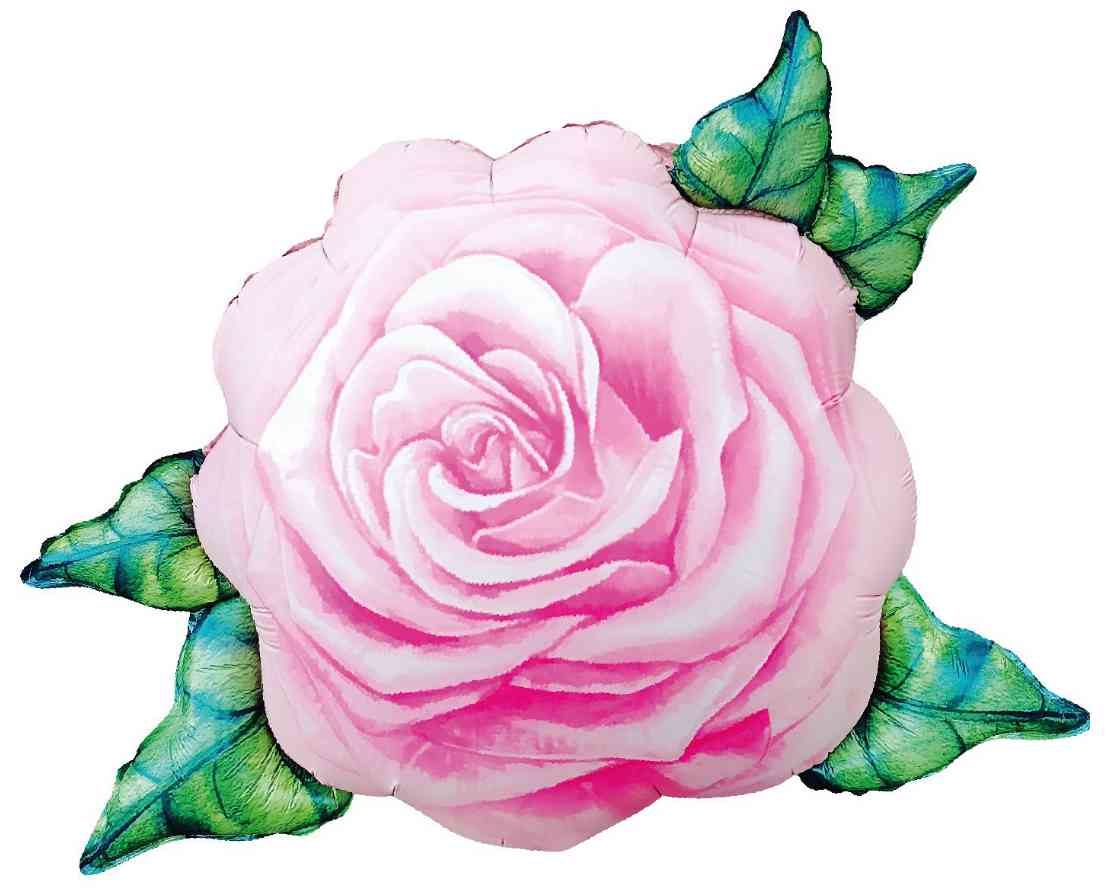 Шар фольга фигура Цветок Акварельная роза Розовый 32" 81см FL (упак)