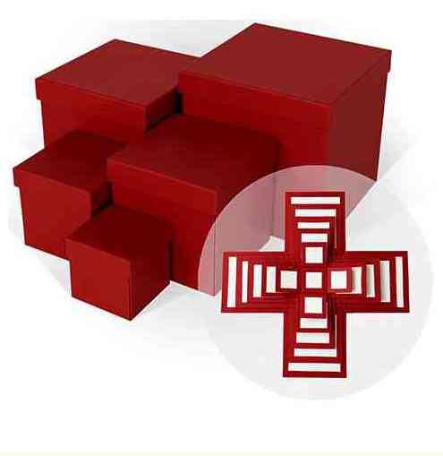 Коробка WOW - Сюрприз 18х18х18см Текстура рогожки Красный ДБ