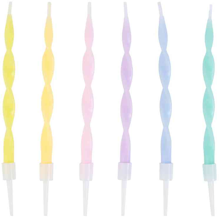 Свечи набор Серпантин Пастель 10см (уп6) ВЗ