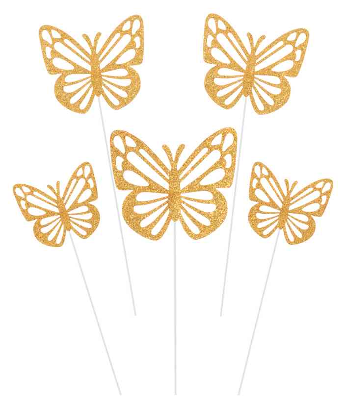 Топпер металл Ажурные бабочки Золото 18см ВВ (уп10)