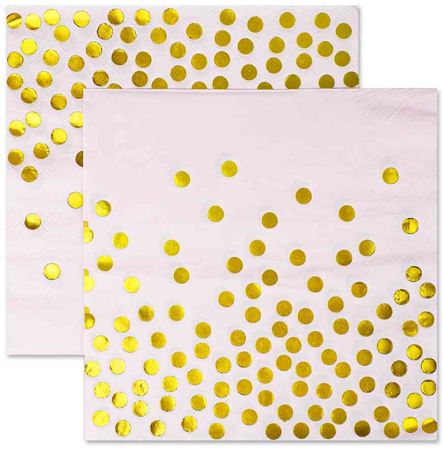 Салфетки бумажные 33х33см Конфетти Розовый Золото Металлик (уп12) ВВ
