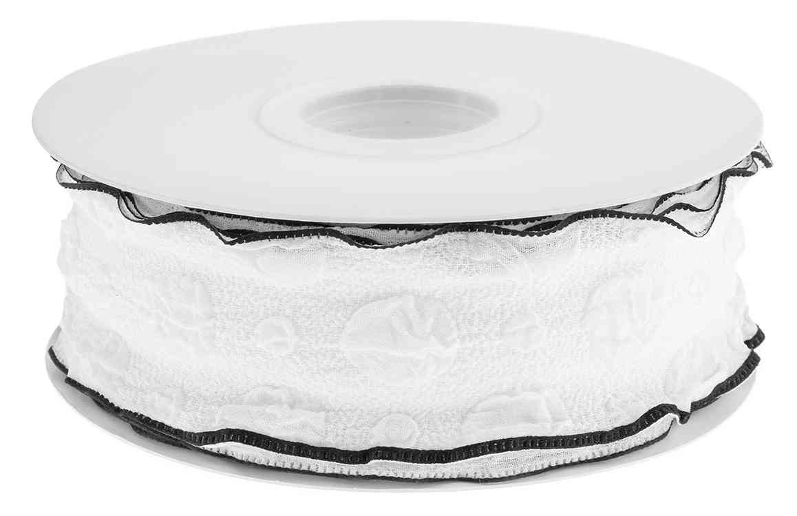 Лента тканевая 4х9,14м Элегантная волна Белый Черный ДБ