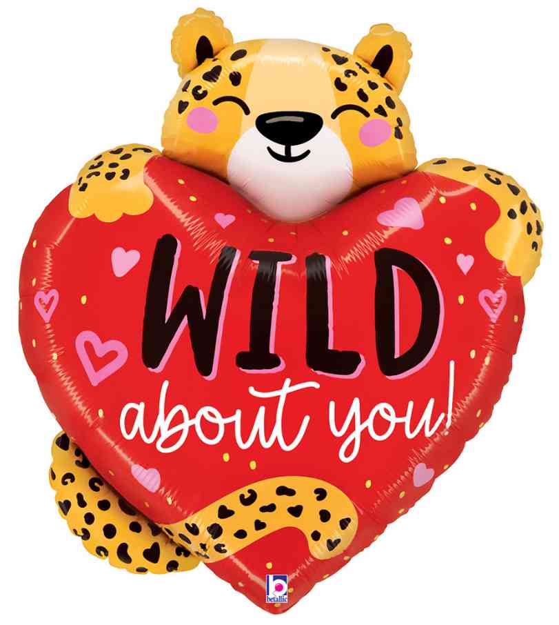 Шар фольга фигура Сердце Влюбленный леопард 29" 74см BT