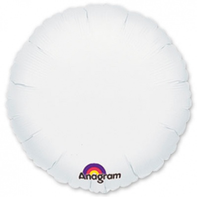 Шар фольга без рисунка 18'' круг Белый White пастель An