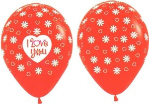 Шар латекс 12"/Sp кристалл I LOVE YOU с сердцем красный 315 (50шт)