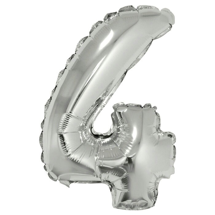 Шар фольга Цифра 40"/КА Серебро Silver "4"