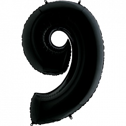 Шар фольга Цифра 32"/КА Черная "9"