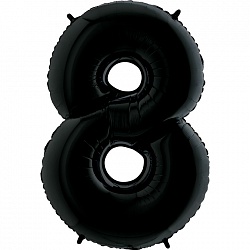 Шар фольга Цифра 32"/КА Черная "8"