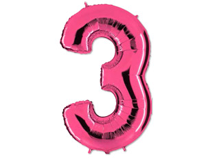 Шар фольга Цифра 40" GR Ярко Розовый Pink "3"