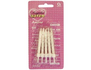 Свечи для торта с подставками 6 см, воск, 10 шт. Блеск, белые