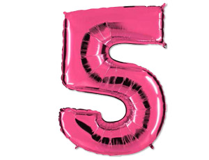 Шар фольга Цифра 40" GR Ярко Розовый Pink "5"