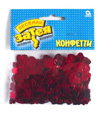 Конфетти 14 г Сердца с вензелем красные
