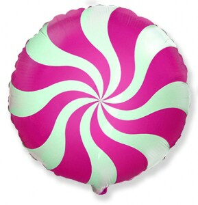 Шар фольга мини круг Леденец Фуксия
