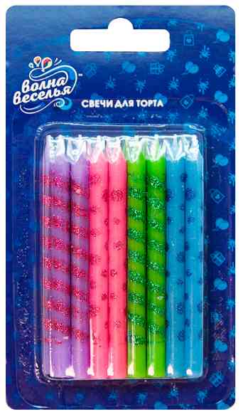 Свечи для торта 16 шт., воск Яркие