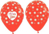 Шар латекс 12"/Sp кристалл I LOVE YOU с сердцем красный 315 (50шт)