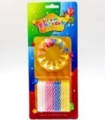 Свеча для торта с держателем Витая цветная (уп24) КА