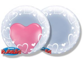 Шар фольга Сфера 3D Deco Bubble 24'' Сердца элегантные