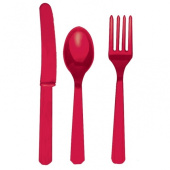 Столовые приборы пластик набор Apple Red уп24