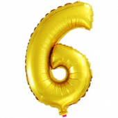 Шар фольга Цифра 16"/FL Золото "6" клапан 