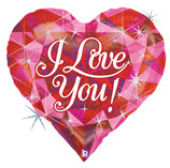 Шар фольга 36"/Bt сердце I LOVE YOU алмазный