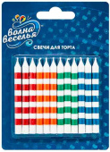 Свеча для торта б д Цветные линии (уп12) ВВ