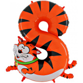 Шар фольга Цифра 40''/GR Животные "8" Котик
