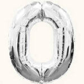Шар фольга Цифра 16"/КА Серебро "0"