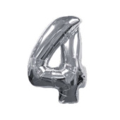 Шар фольга Цифра 16"/КА Серебро "4"