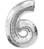 Шар фольга Цифра 16"/КА Серебро "6"