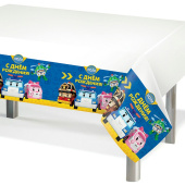 Скатерть ПЭТ 132х180см Робокар Поли и друзья ВесПраздник