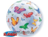 Шар фольга Сфера 3D Bubble Бабблс 22" Бабочки QL